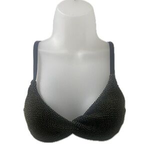 Good American Always Fits Sculpt Twist Black Gold Shimmer Bikini Top - Size 0